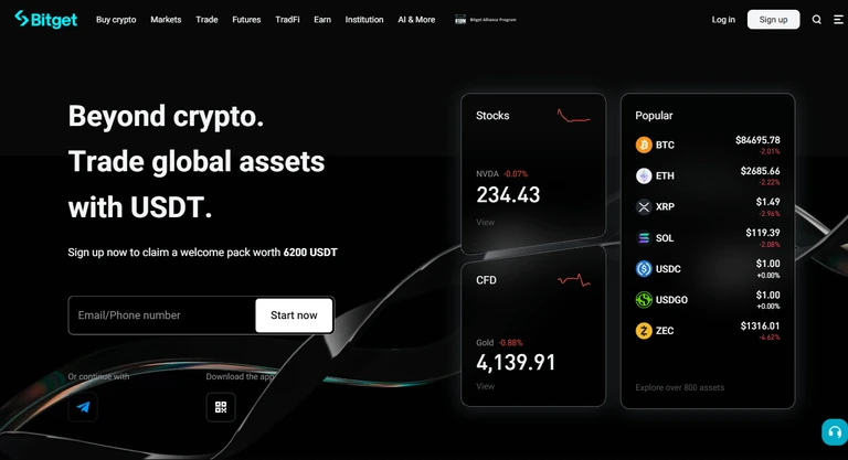 Bitget 官网首页截图